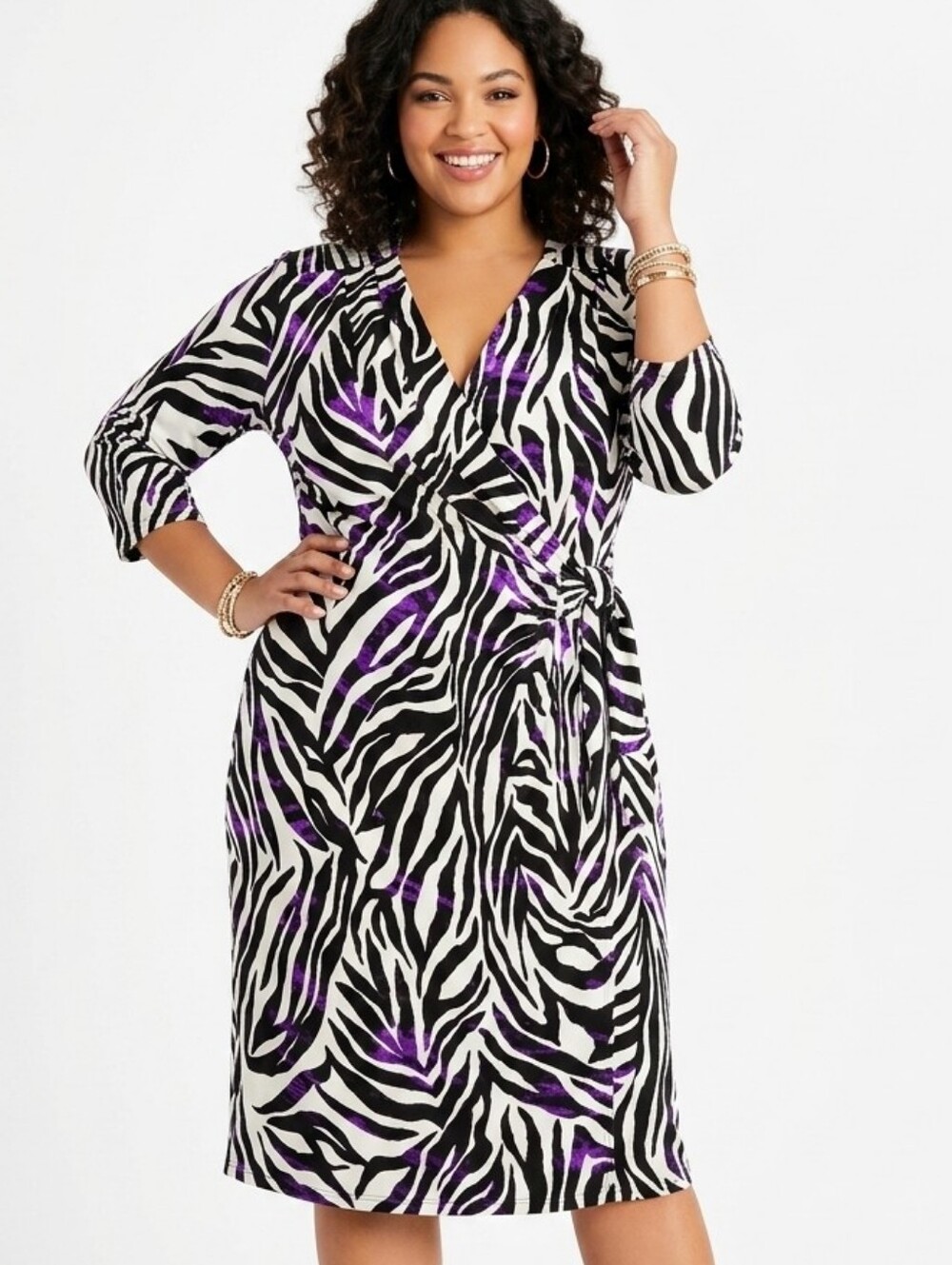 Dana Buchman Plus Size Zebra Print Midi Dress